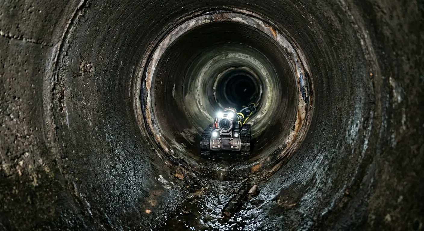 Robotic sewer camera inspecting pipe interior for Drain Snake Service in Corte Madera
